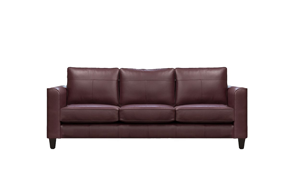 Leather Solo 3 Seater Sofa, Capri Burgundy - 520989