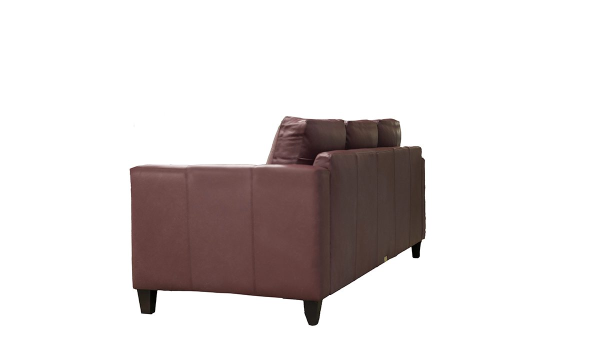 Leather Solo 3 Seater Chaise End Sofa, Capri Burgundy - 520989