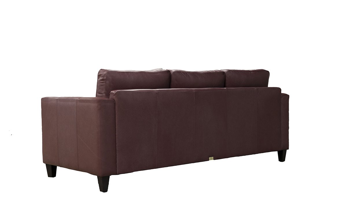 Leather Solo 3 Seater Chaise End Sofa, Capri Burgundy - 520989