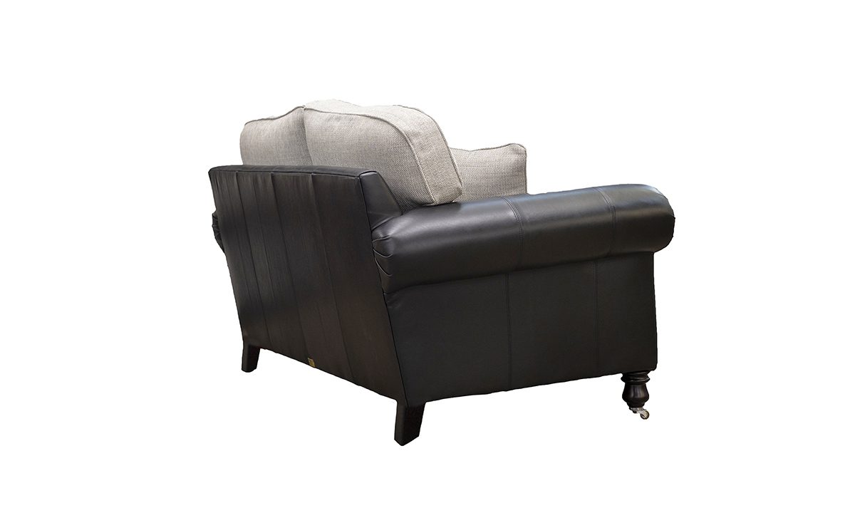 Eloise 2 Seater Sofa in Mustang Black Leather & Bravo Cream Linen - 521388