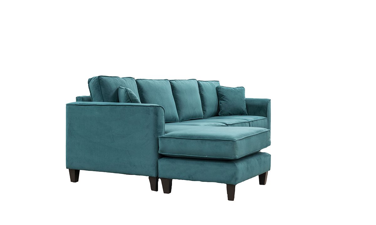 Nolan 4 Seater Chaise End Sofa in Plush Kingfisher - 521269