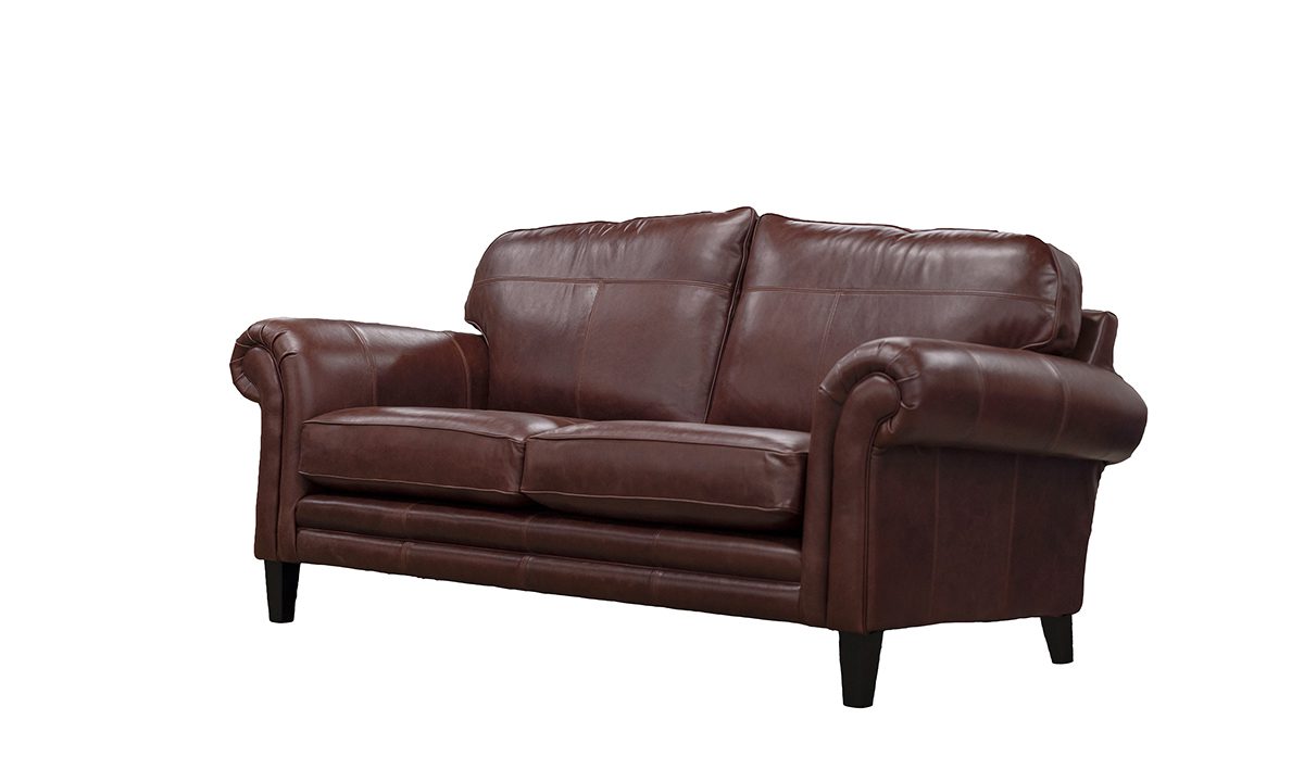 Leather Louis 2 Seater Sofa in Mustang Chestnut