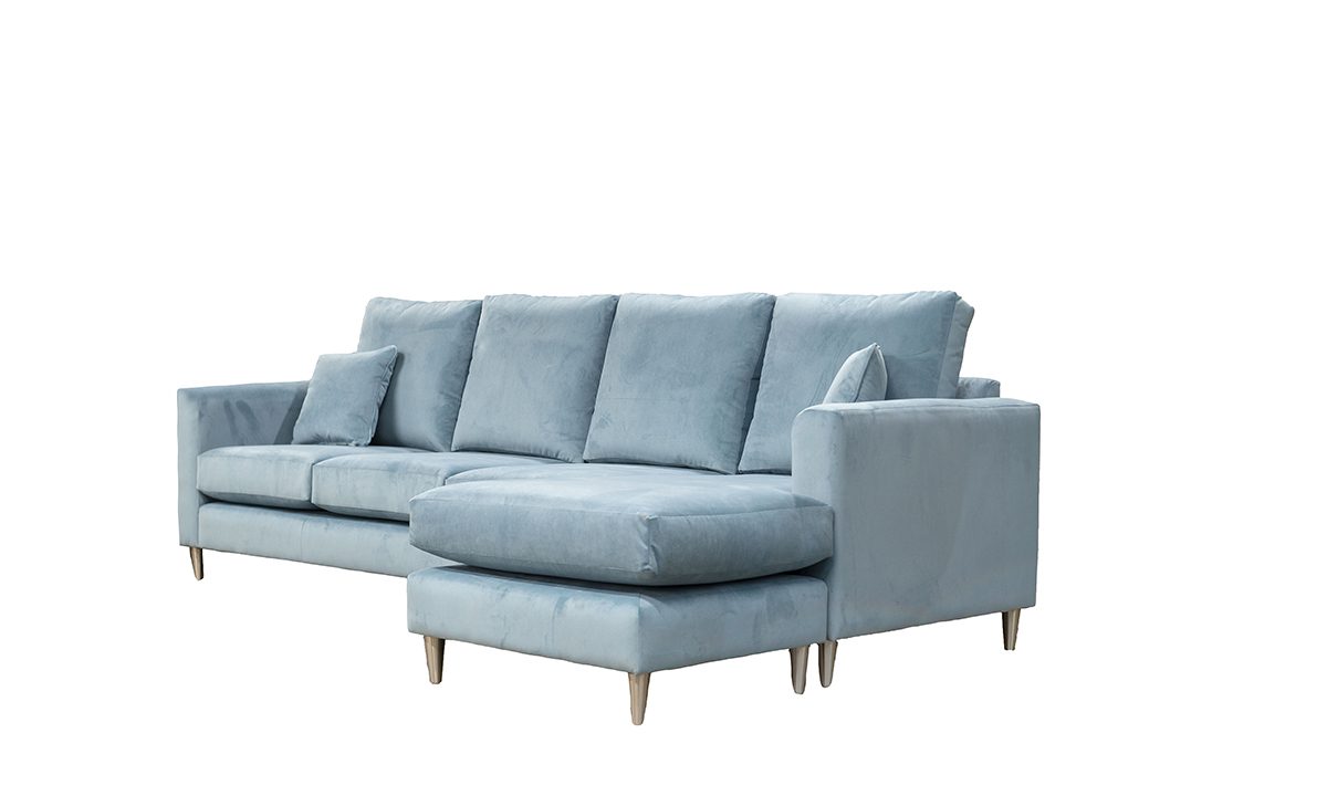 Nolan 3 Seater Chaise End Sofa in Plush Airforce 