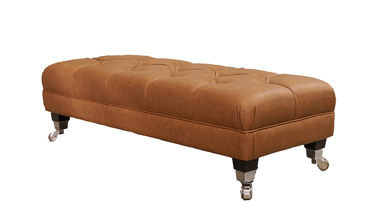 Ottolong Deep Button Footstool in Dust Tan