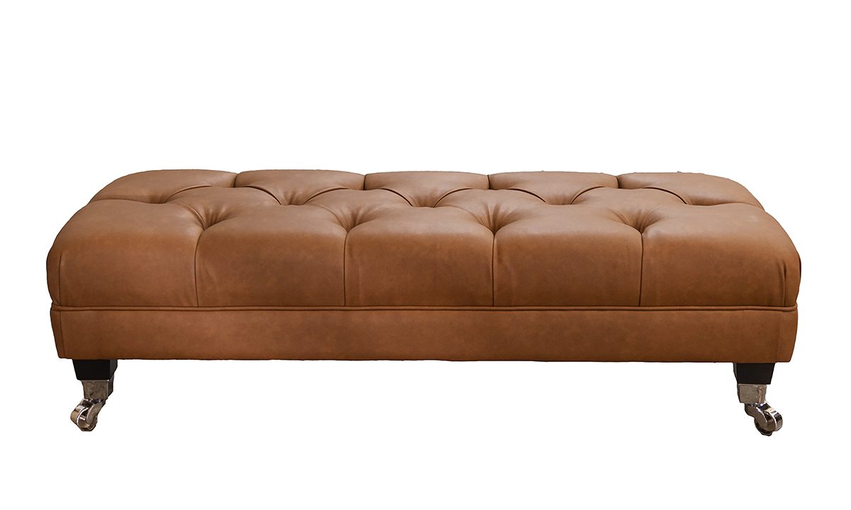 Ottolong Deep Button Footstool in Dust Tan