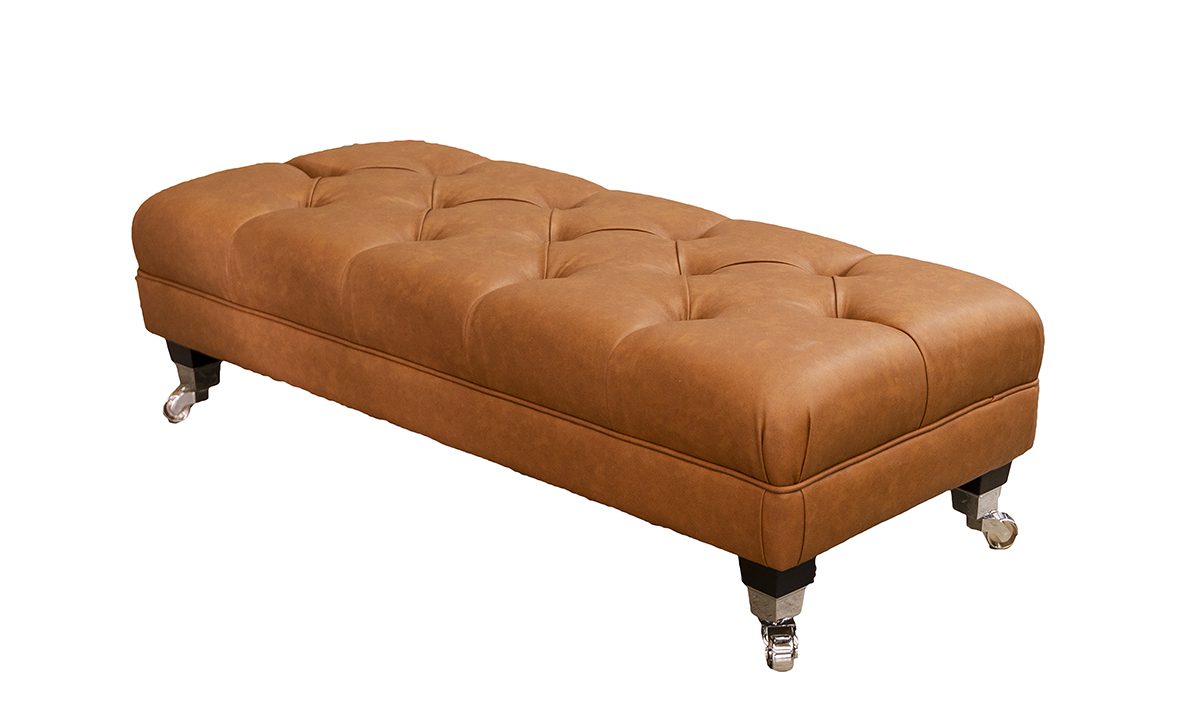 Ottolong Deep Button Footstool in Dust Tan