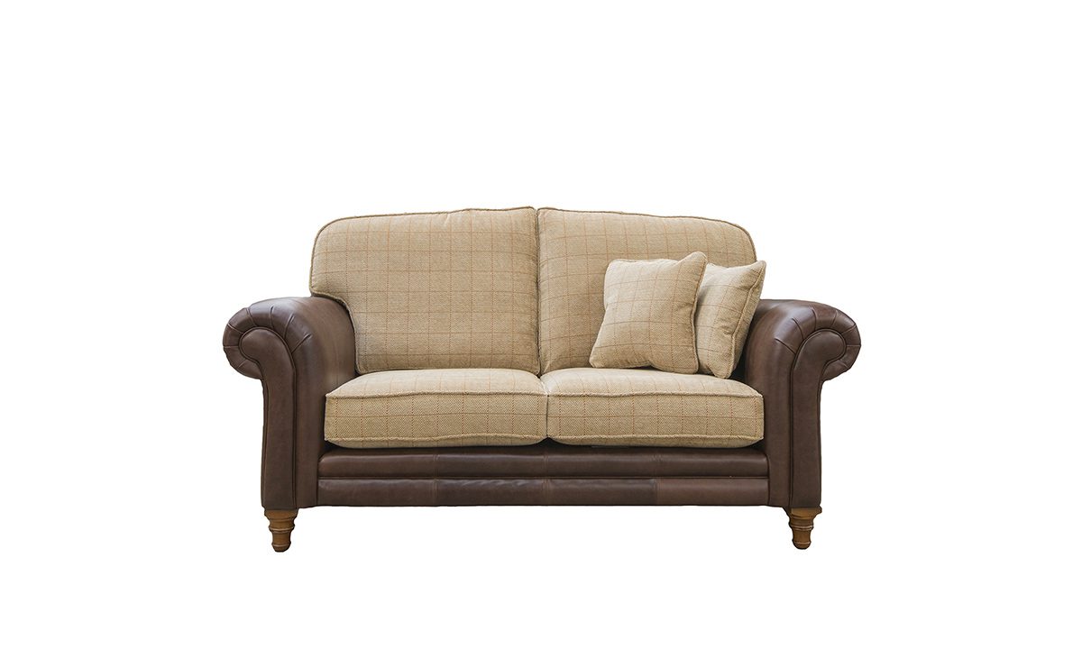 Eloise 2 Seater Sofa, Mustang Dark Brown Leather & JBrown Skye 4 Check