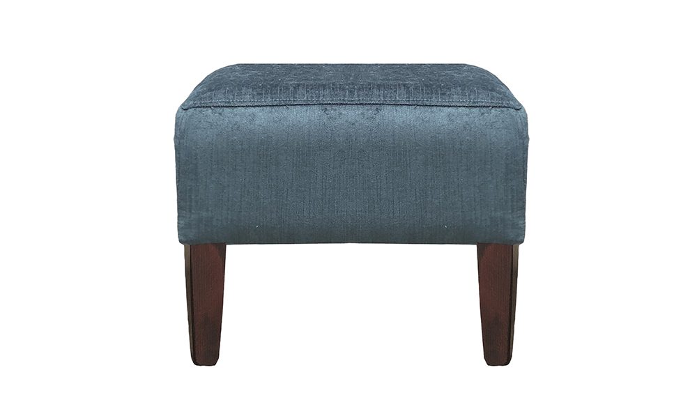 Harvard Footstool in Edinburgh Petrol, Silver Collection Fabric