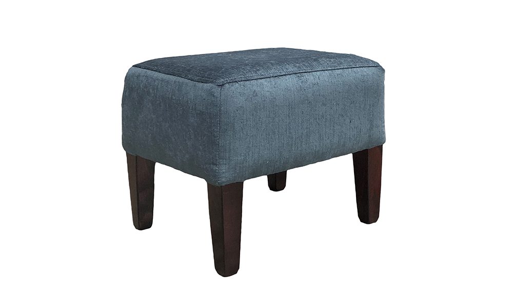 Harvard Footstool in Edinburgh Petrol, Silver Collection Fabric