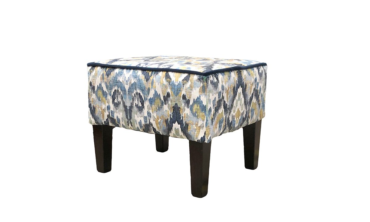 Harvard Footstool in Monet Winter Fabric