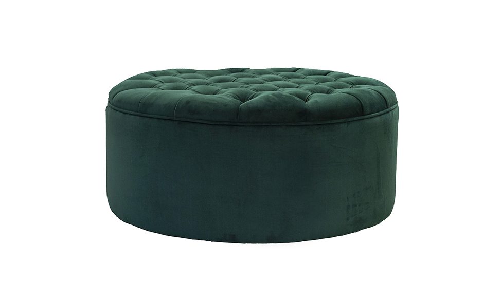 Bespoke Deep Button Top Jupiter Footstool in Plush Hunter 