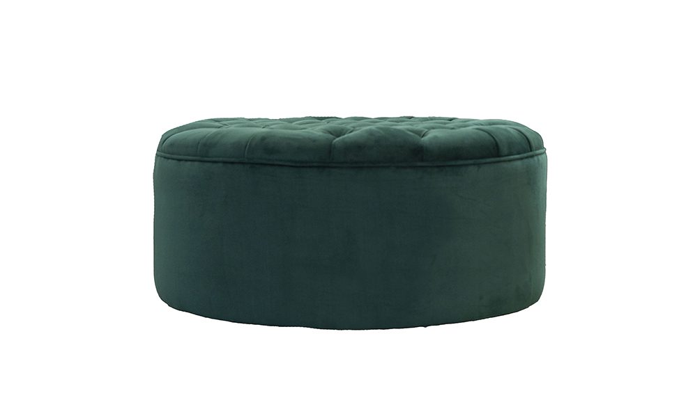 Bespoke Deep Button Top Jupiter Footstool in Plush Hunter 