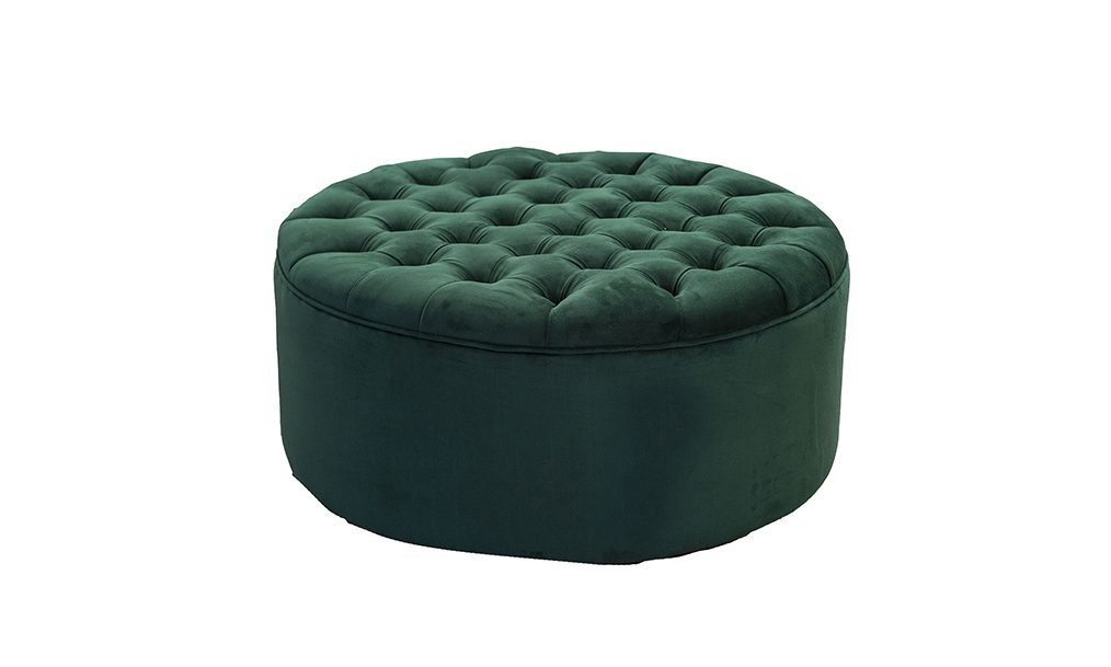 Bespoke Deep Button Top Jupiter Footstool in Plush Hunter 