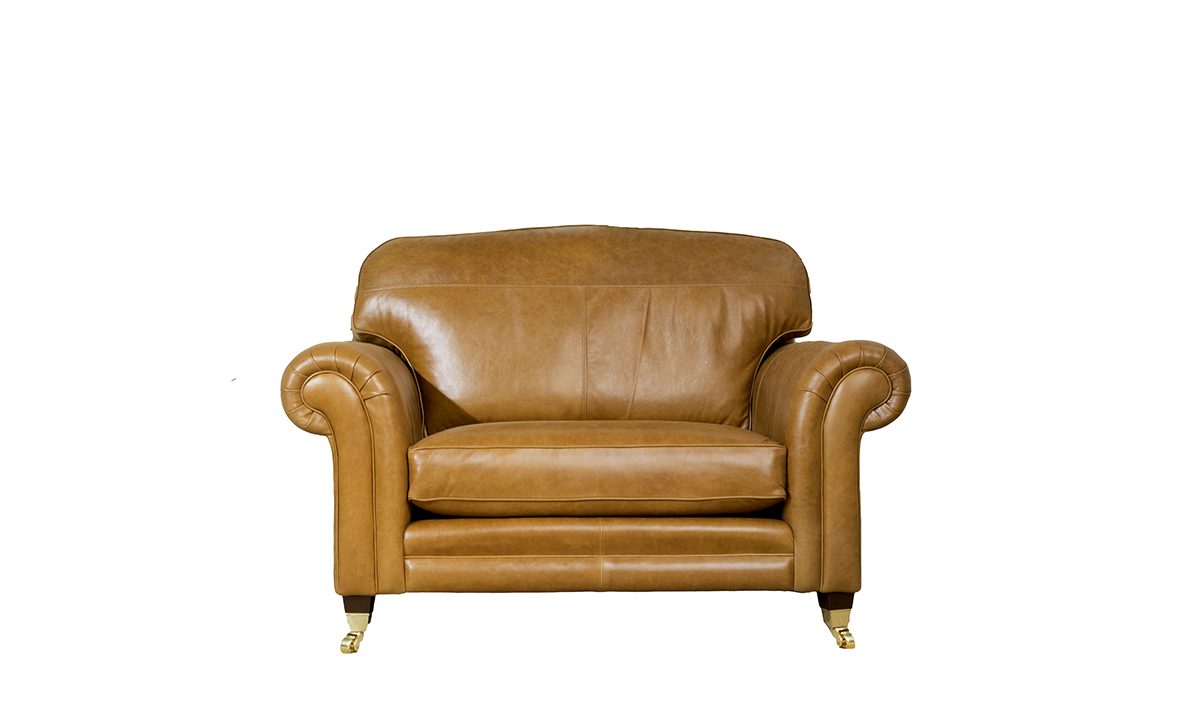 Leather Louis Love Seat Sofa in Mustang Light Tan
