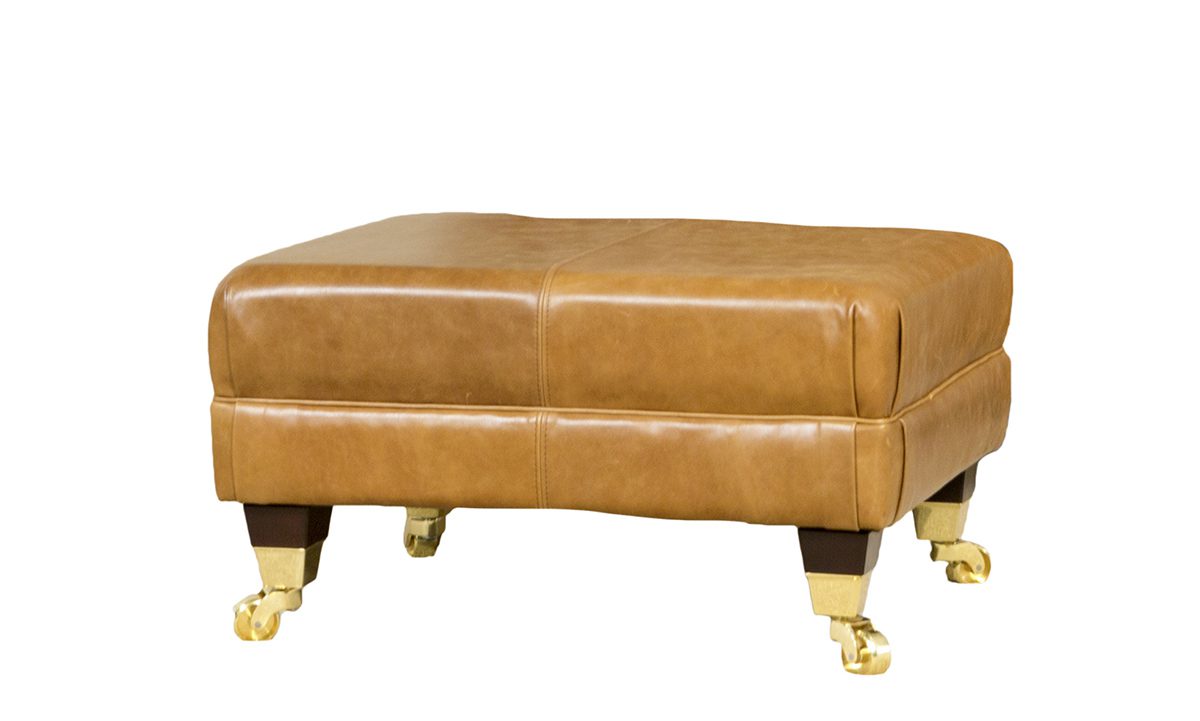 Leather Costa Footstool in Mustang Tan Light