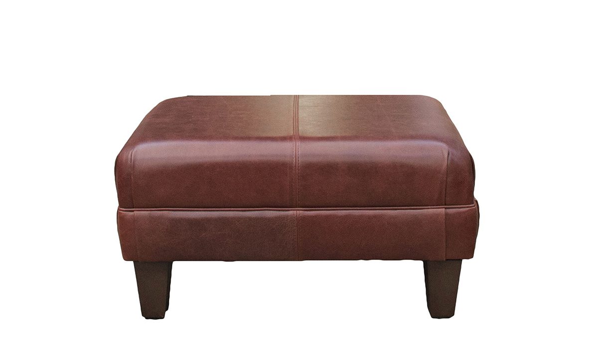 Leather Costa Footstool in Mustang Chestnut