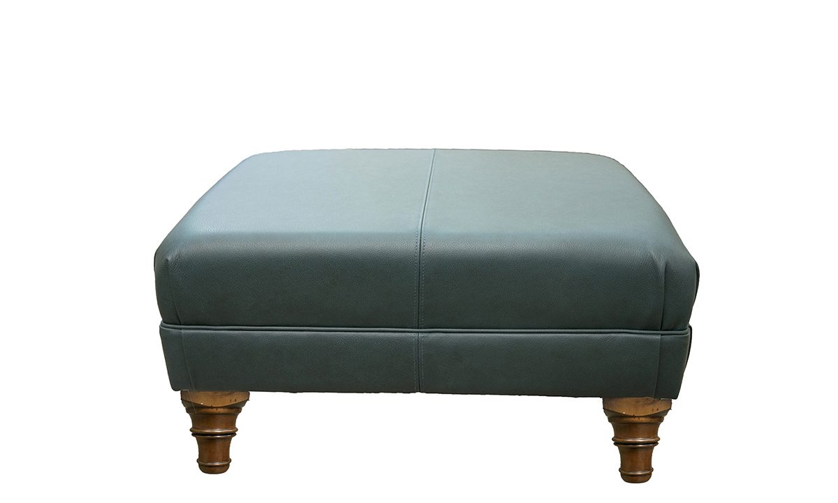 Leather Costa Footstool in Chelsea Emerald Green