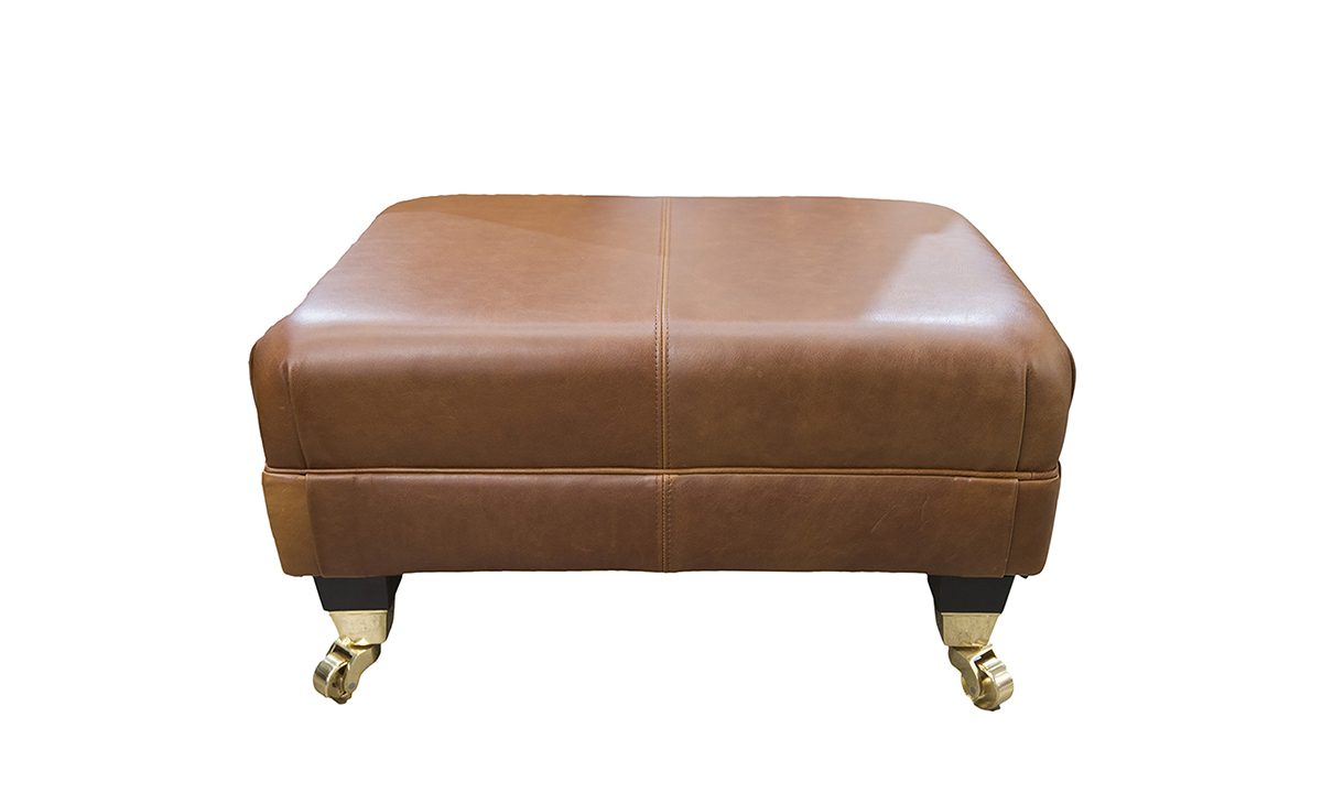 Leather Costa Footstool in Mustang Rust