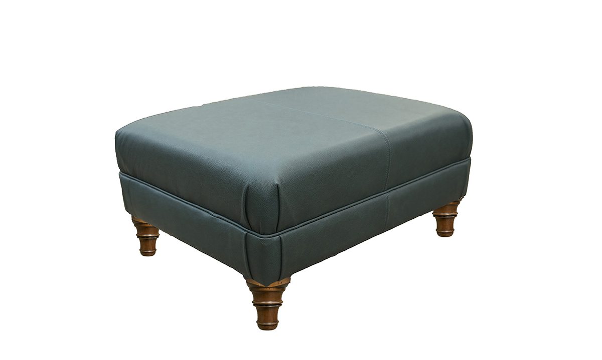 Leather Costa Footstool in Chelsea Emerald Green