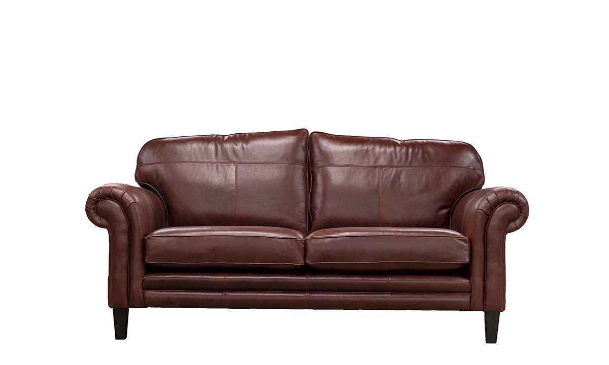 Leather Louis 2 Seater Sofa in Mustang Chestnut