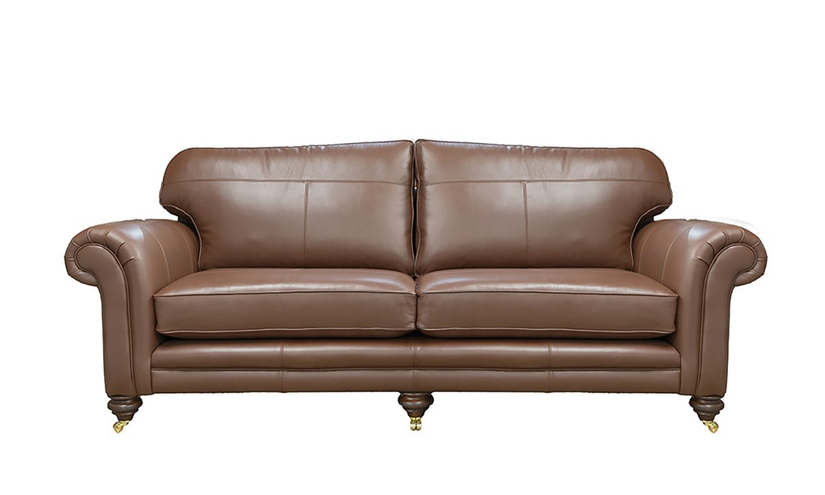 Leather Louis Grand Sofa in Lomond Copper Brown