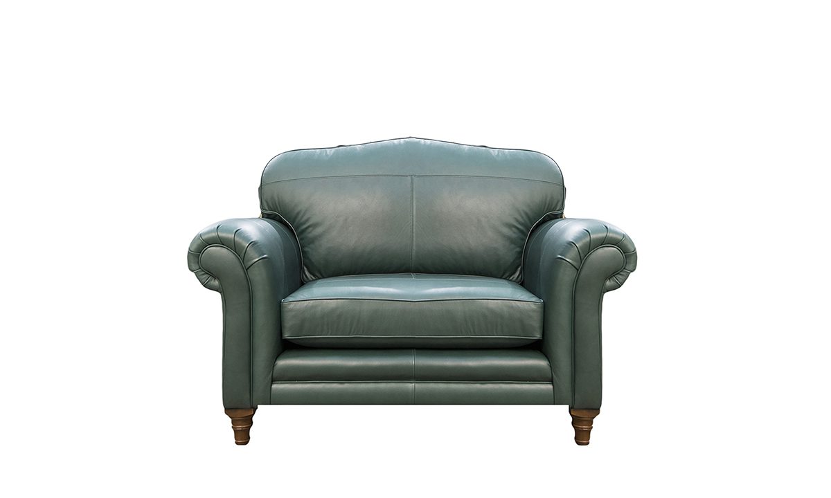 Leather Louis Love Seat Sofa in Chelsea Emerald Green