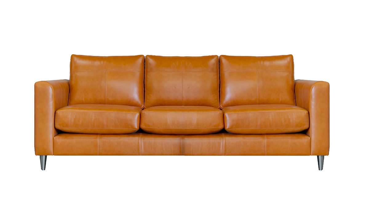 Leather Solo 3 Seater Sofa in Mustang Pumpkin - 521782