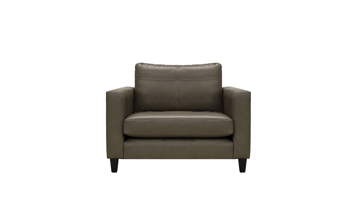 Leather Solo Love Seat Sofa, Chelsea Dark Olive