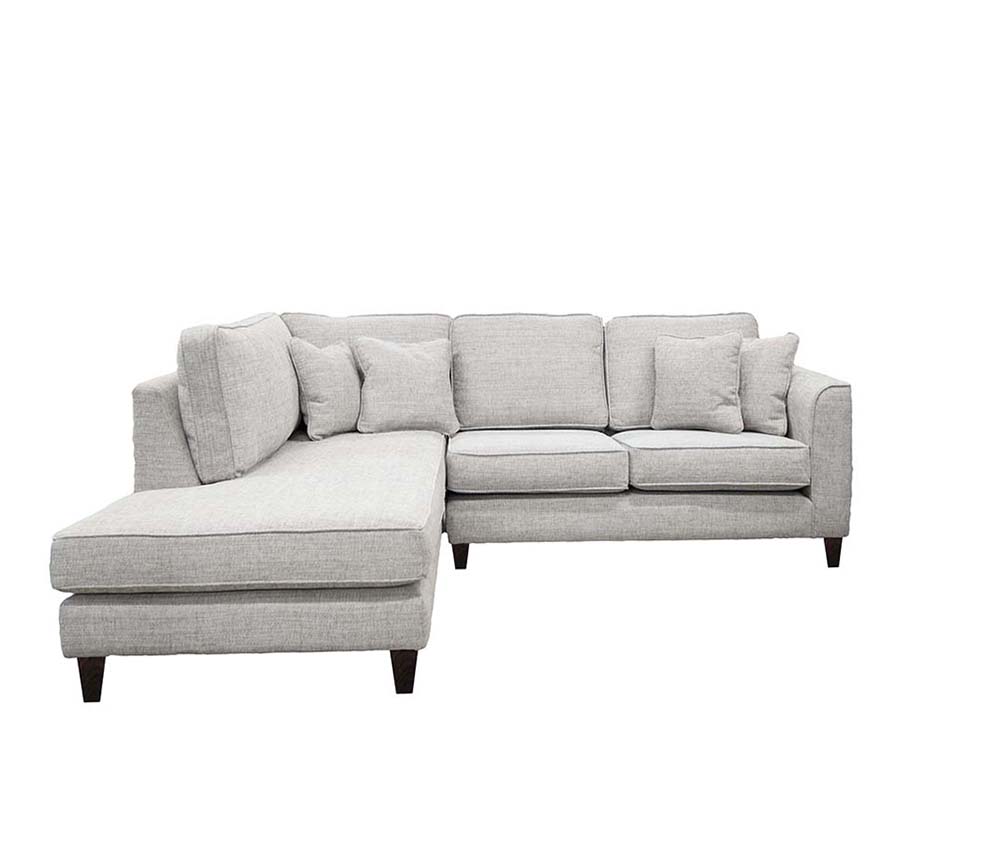 Logan Corner Chaise Sofa in Bravo Silver, Silver Collection of Fabrics