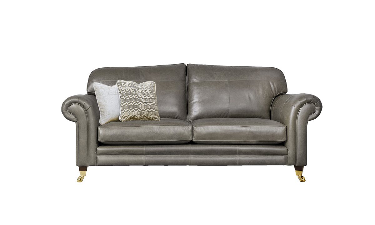 Leather Louis 3 Seater Sofa in Mustang Dove Grey