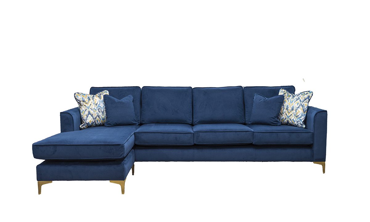 Nolan 4 Seater Chaise End Sofa in Plush Indigo 