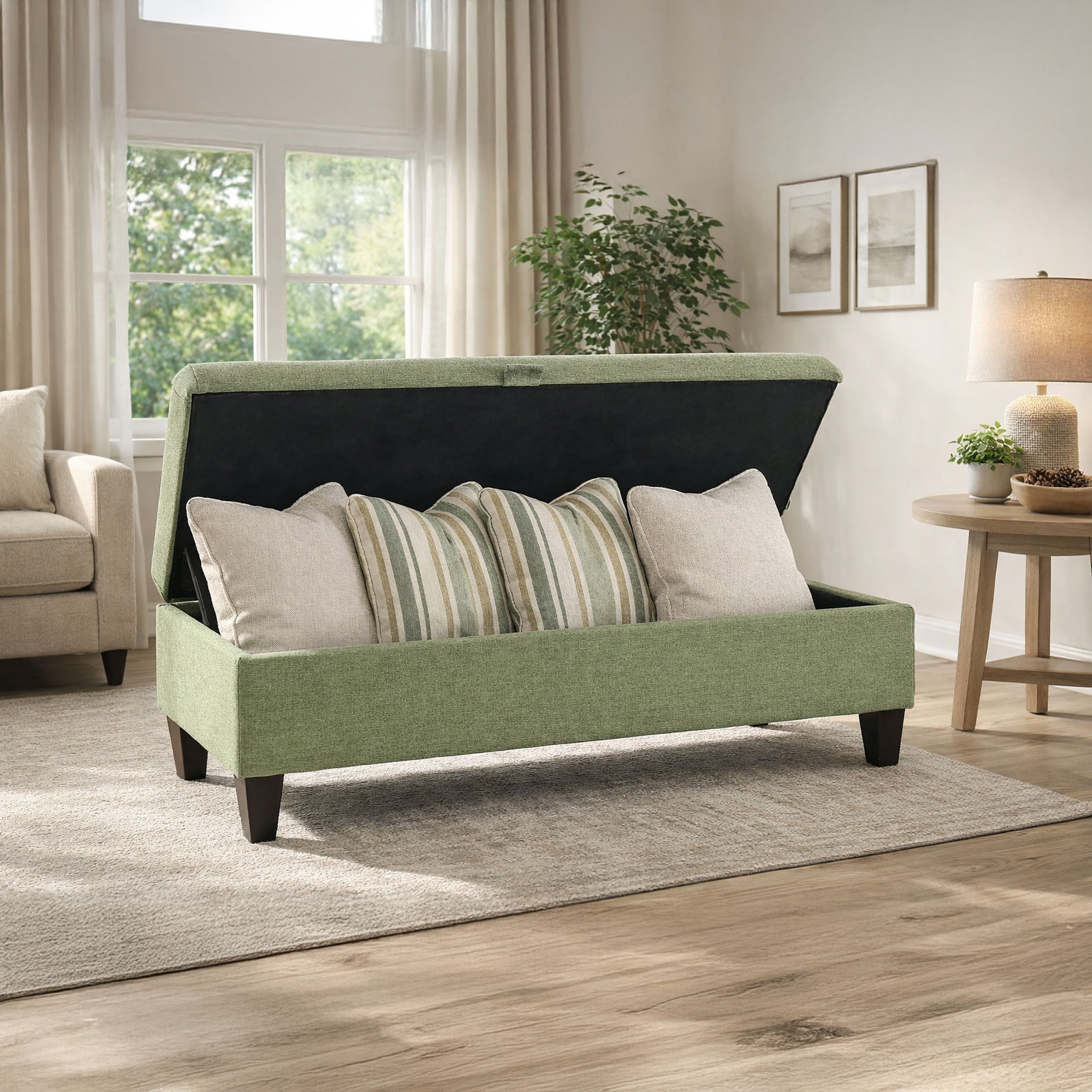 Open green Ottolong Cushions