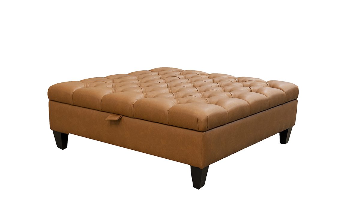 Ottogrand Deep Button Footstool in Dust Tan 405745 