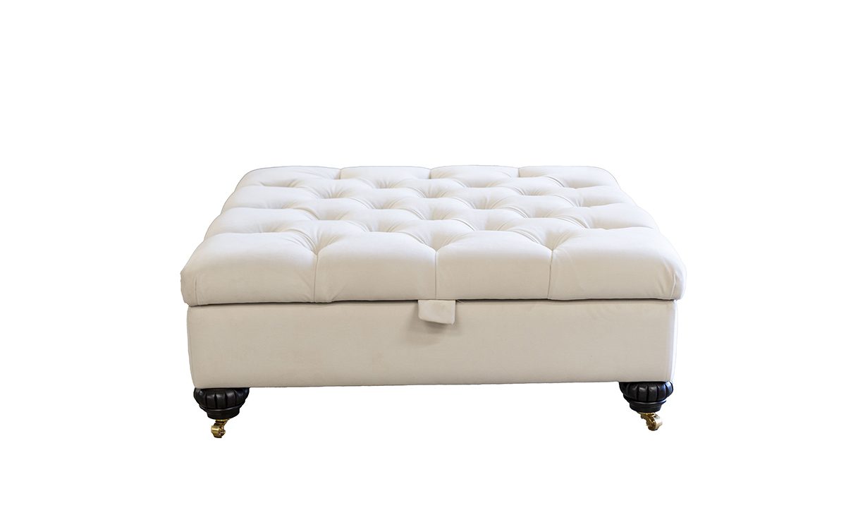 Deep Button Storage Ottogrand Plush Bone