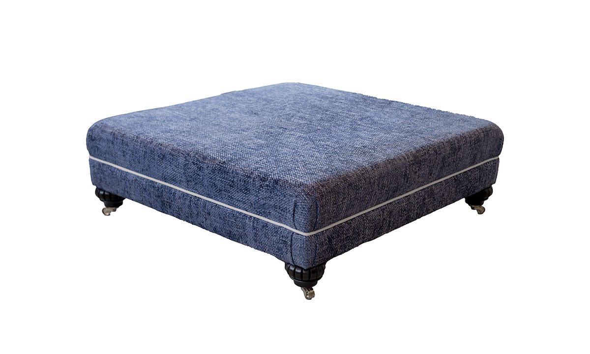 Ottogrand Footstool in Schino Denim, Gold Collection Fabric