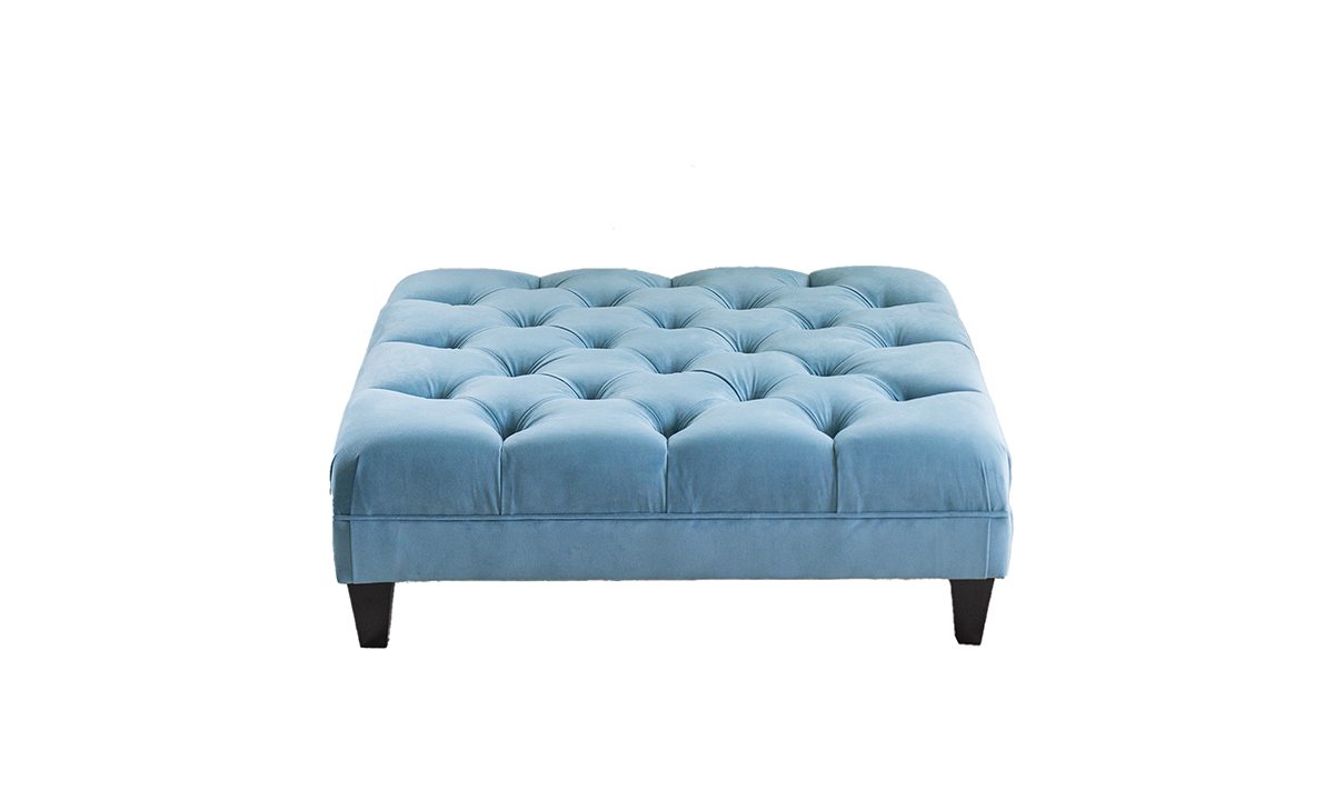 Ottogrand  Deep Button Footstool in Plush Airforce