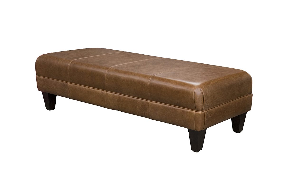 Ottolong Footstool in Mustang Tan Leather Dark