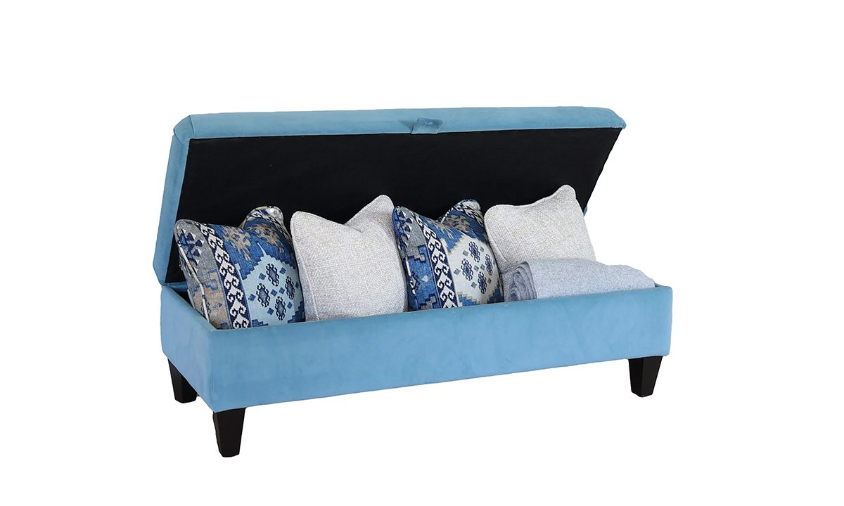 Ottolong Storage Footstool in Plush Airforce