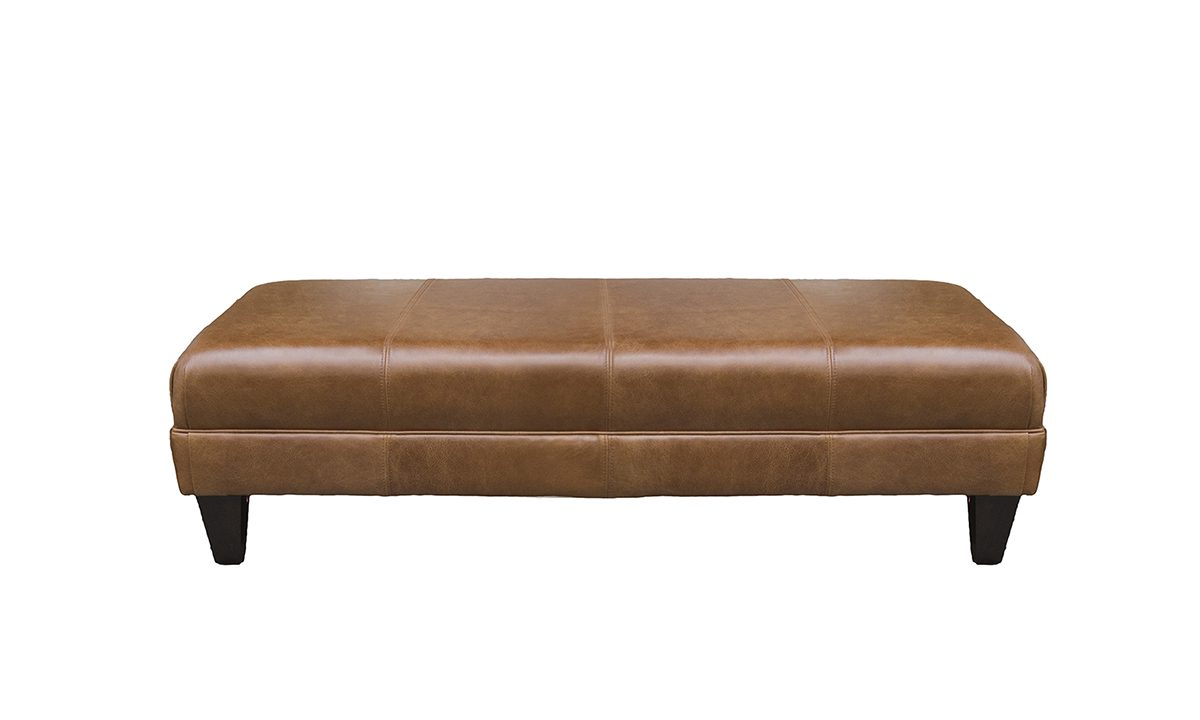 Ottolong Footstool in Mustang Tan Leather Dark