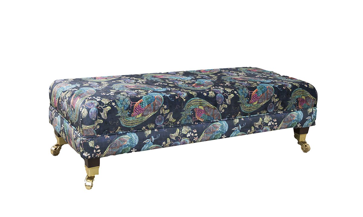 Ottolong Footstool Peacock Navy