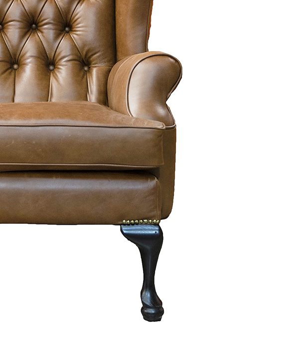 Queen Anne Chair Deep Button Back, Mustang Leather