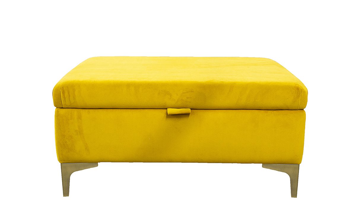 Baltimore Footstool With Storage Plush Turmeric