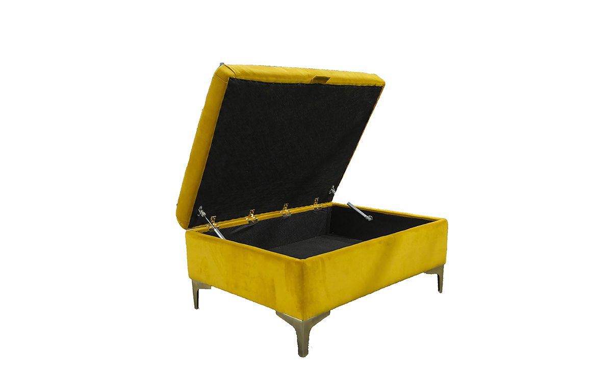 Baltimore Footstool With Storage Plush Turmeric
