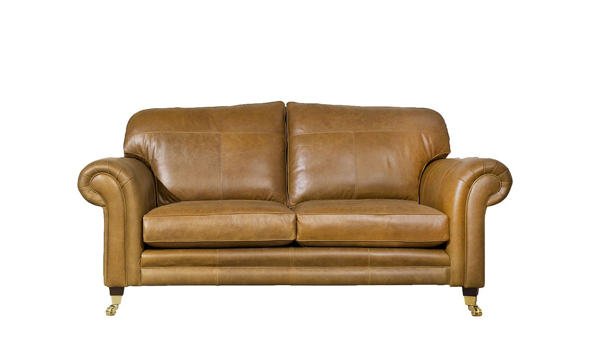 Leather Louis 2 Seater Sofa in Mustang Light Tan
