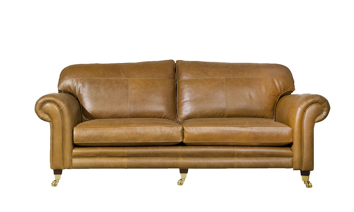 Leather Louis Grand Sofa in Mustang Light Tan