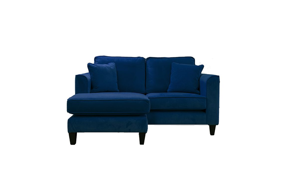 Nolan 2 Seater Chaise End Sofa in Plush Indigo