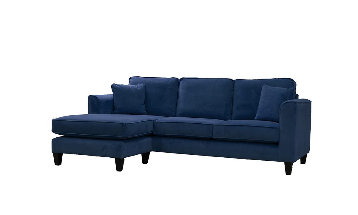 Nolan 3 Seater Chaise End Sofa in Plush Indigo