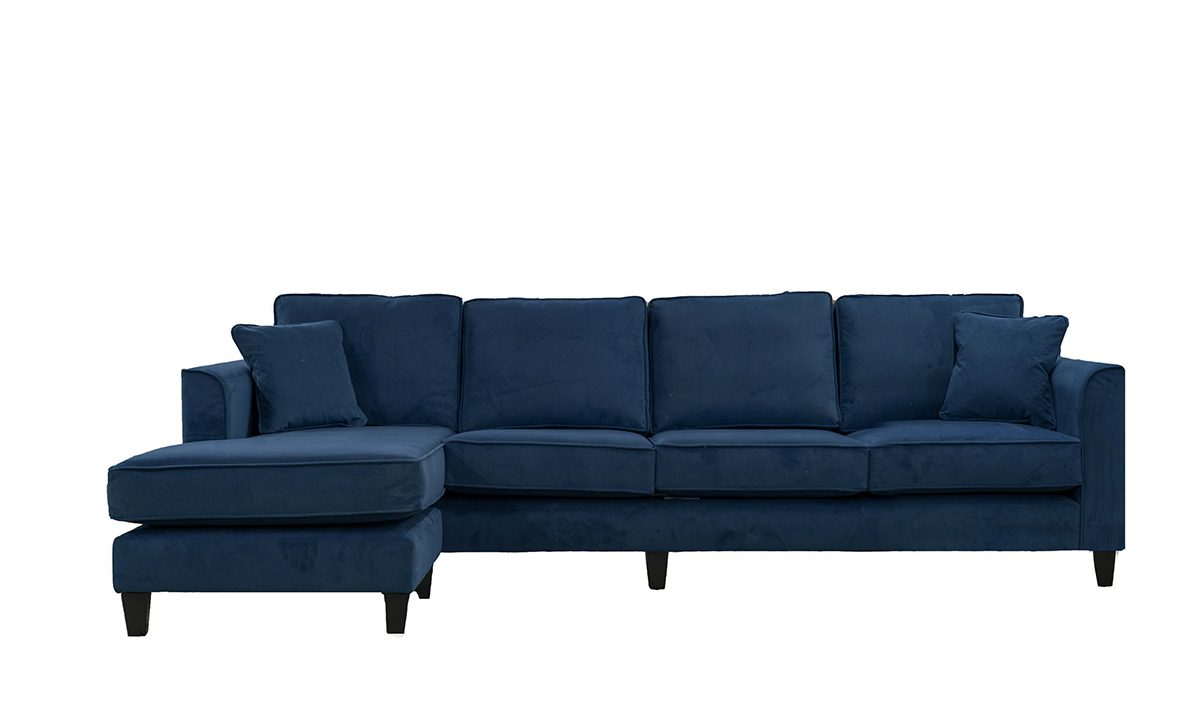 Nolan 4 Seater Chaise End Sofa in Plush indigo