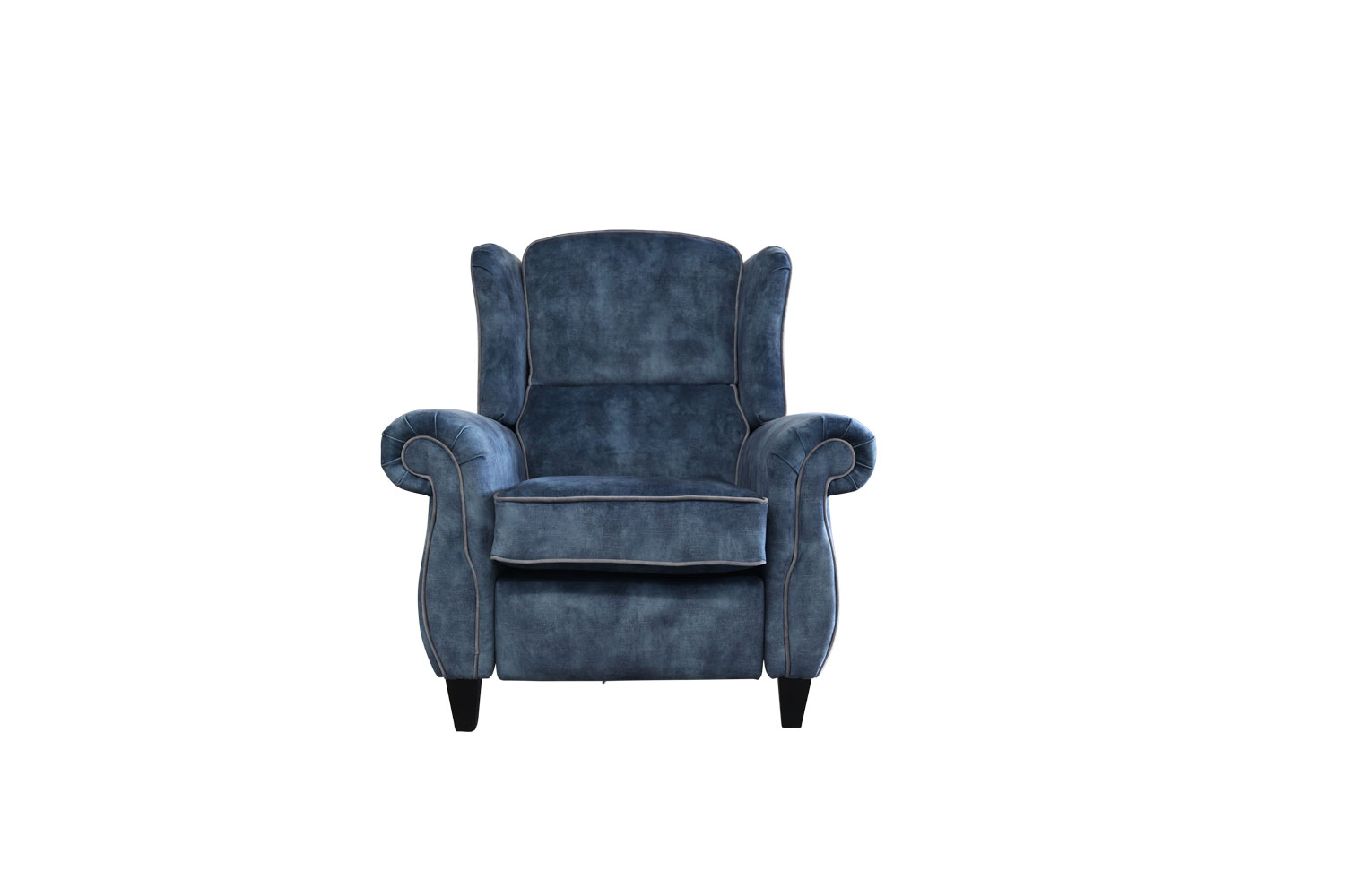 Greville Chair in Lovely Atlantic Contrast Piped in Plush Bone