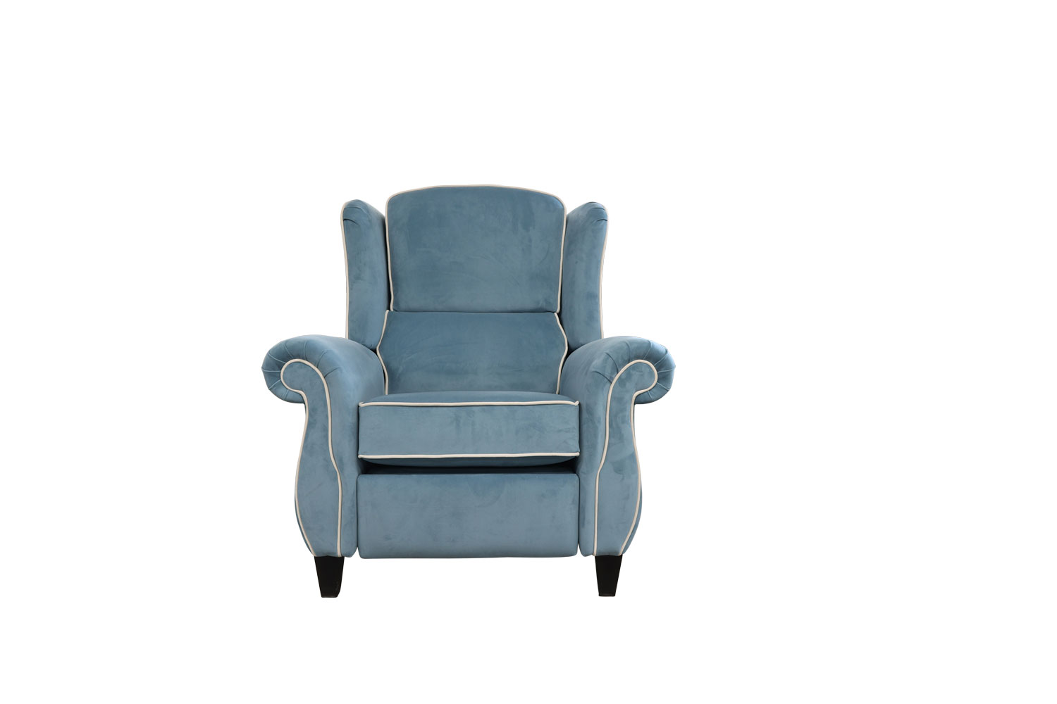 Greville Chair in Plush Airforce Contrast Piped in Plush Bone